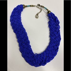 Beautiful bright blue braided necklace